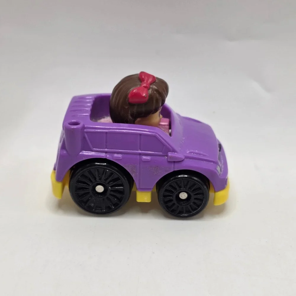 Fisher-Price Little People Wheelies Purple SUV Girl Pink Bow Car Mattel Toy